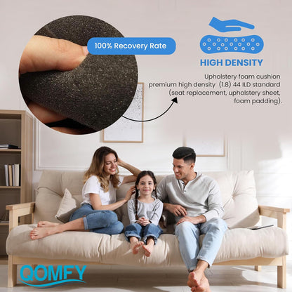 QOMFY 4" Height x 18" Width x 42" Length Charcoal Upholstery Foam Sheet | Made in USA | Multi-Purpose Foam for Upholstery, DIY, Packaging & Acoustic Projects - Crafty Corner