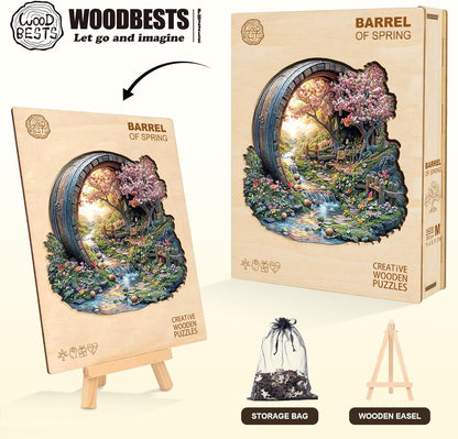 Wooden Puzzles for Adults, Spring Flower Wooden Jigsaw Puzzle for Adults, 200 Piece Unique Animal Shape Wood Puzzles Adult, Birthday Party Gifts for Friends & Family Game Home Decor (M-11.4 * 11.2in)