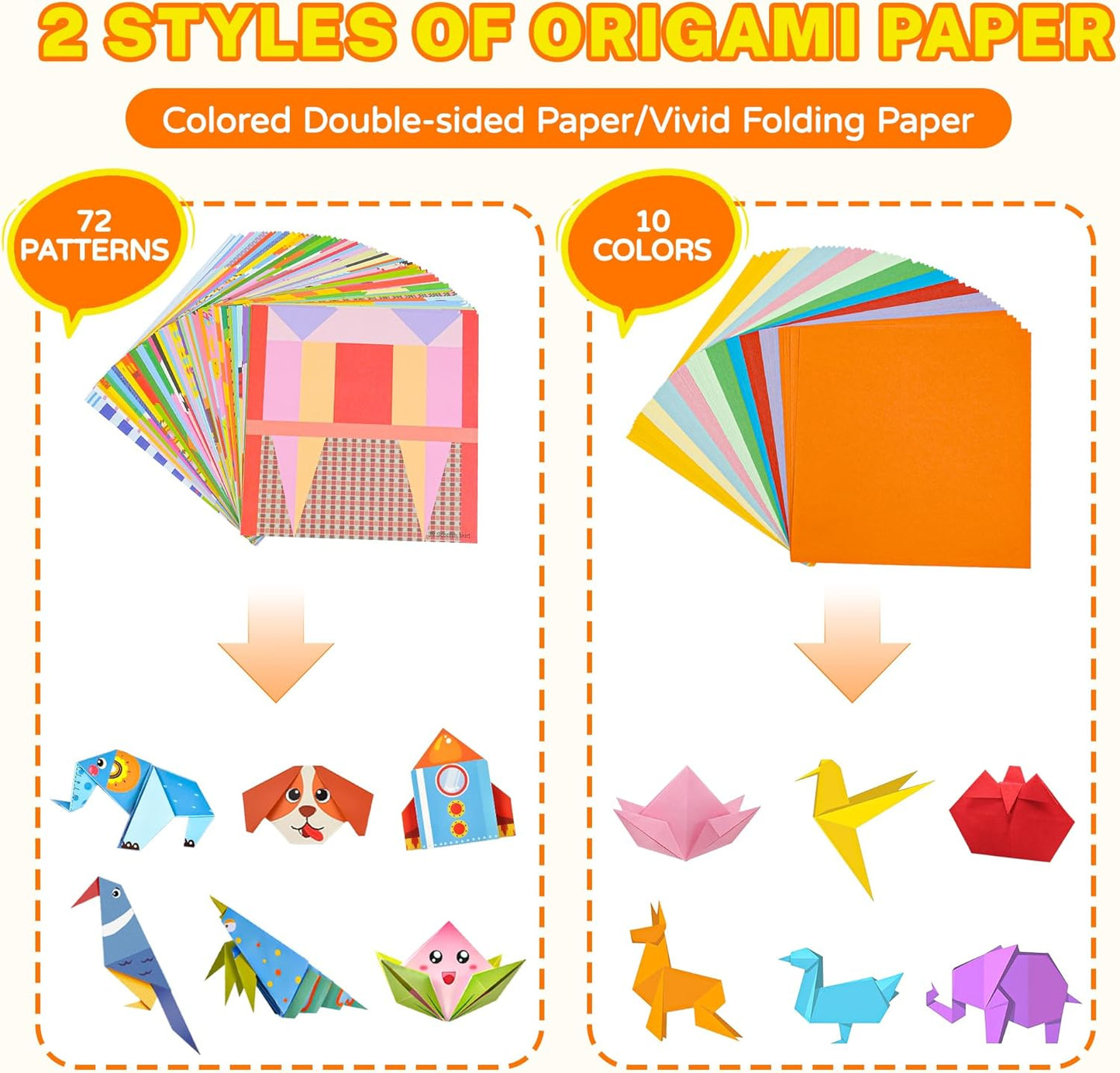 Craft Origami Paper for Kids,204 Sheets Colorful Folding Paper with 72 Patterns and Guiding Book Art Projects Kit for 5-12 Years Old Girl Boy Teen Birthday Christmas Present Preschool Educationa - Crafty Corner