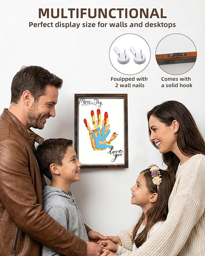 Family Handprint Kit DIY Hand and Footprint Casting Kit with Keepsake Photo Frame, 6 Non-Toxic Baby-Safe Paint, Personalized Gifts for New Parents, Grandparents, Couples from Newborn