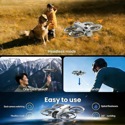 RC Drone with Screen Display Remote Control, Propeller Guard, Dual Camera, Speed Adjustment, Altitude Hold, One-Key Takeoff, 3D Flips, 2 Batteries, Helicopter Airplane, Hovering, Brushless Motor, APP Control, LED Lights, for Adult Beginners FPV Quadcop...