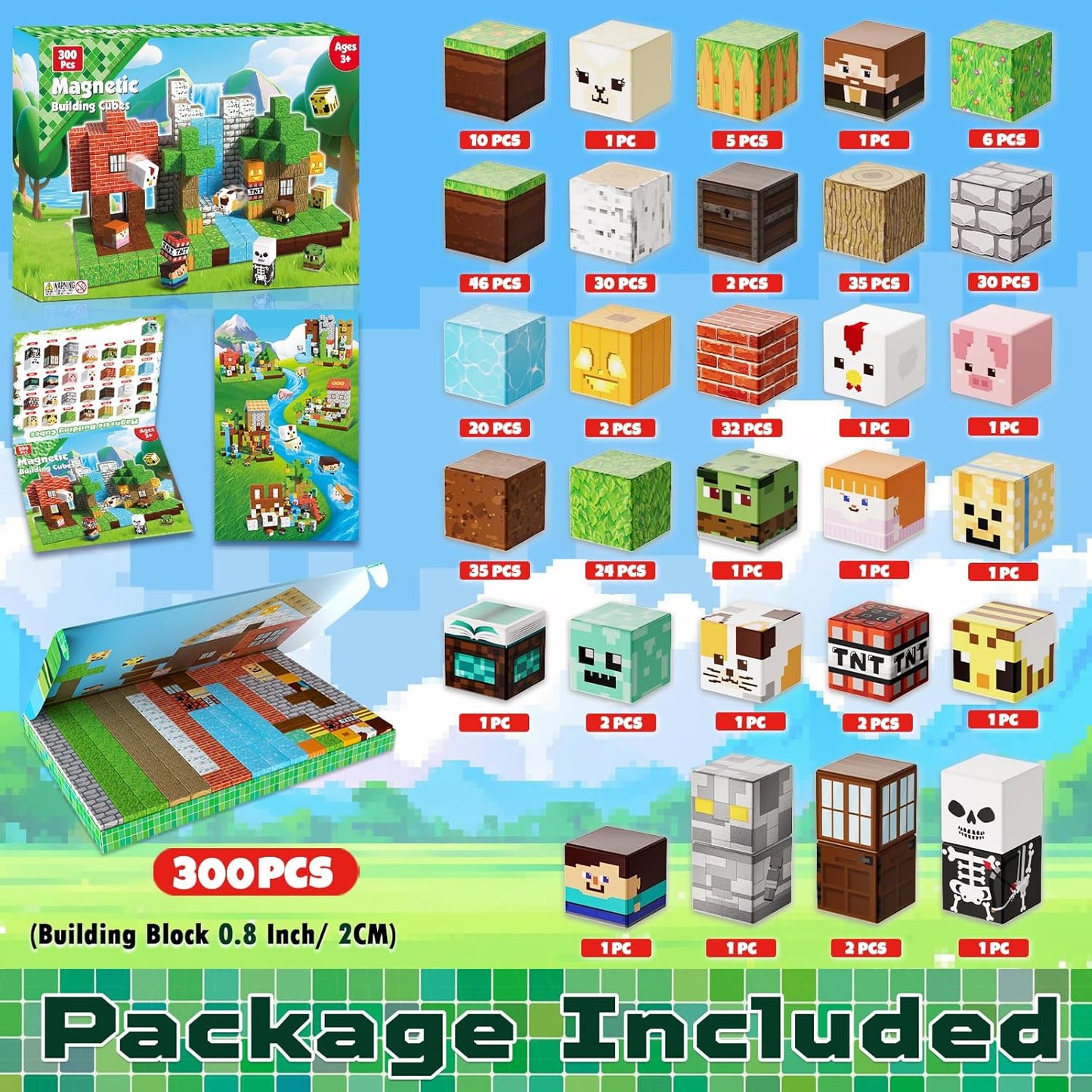 300 PCS Magnetic Blocks - Magnetic Building Blocks Cubes, Magnet Toys for Kids Age 3+, Toy Building Set for Kids, Magnets Stacking Construction Birthday Gifts for Boys Girls Age 4-8, 8-12 - Crafty Corner
