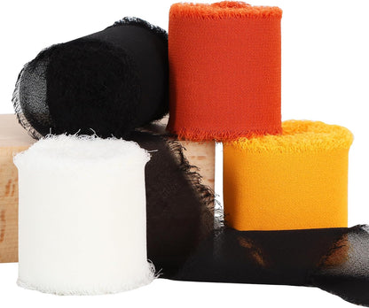 TONIFUL 4 Rolls Black & Orange Chiffon Ribbon 1 1/2 inch× 5.5 Yards Ribbon Fabric Silk Ribbon for Gift Wrapping Wedding Party Decoration Flower Bouquet Wrapping Bows Making DIY Crafts - Crafty Corner