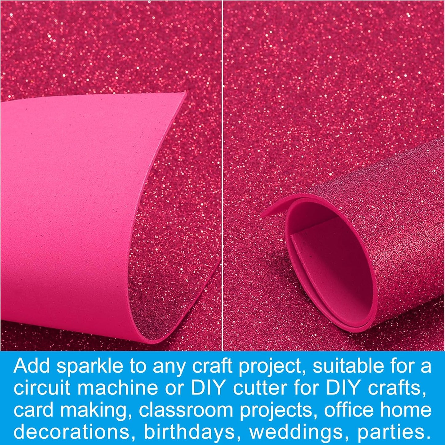 PATIKIL 2mm(1/10") Thick Non Adhesive Glitter Foam Sheet 16x24inch(40x60cm) Wine Red, EVA Shiny Foam Board for Craft, 6 Pcs