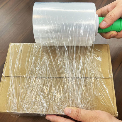 2-Pack Industrial Mini Clear Stretch Wrap Film 80 Gauge 5.1" 1000ft for Pallet Wrap with Plastic Handle,Durable Self-Adhering Packing,Moving,Packaging,Heavy Duty Shrink Film Chuangseed