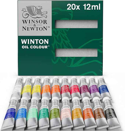 Winsor & Newton Winton Oil Color Paint Set, 20 x 12ml (0.4-oz) Tubes