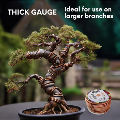 UTILE Bonsai Wire - Armature Aluminum Wire 80 ft 10 Gauge 3.2 mm Bonsai Training Wire, Tree Kit, Plant, Sculpting, Crafts, Bendable, Gardening, Beading and Jewelry Making (Copper, Brown)