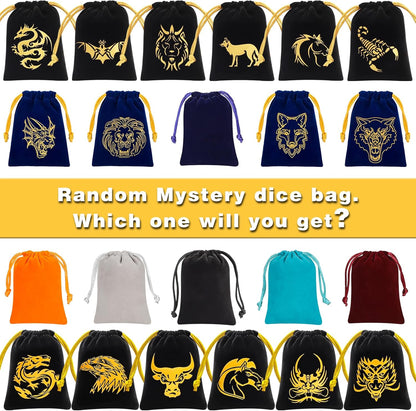 QMAY Polyhedral Dice - 48PCS Mystery Dice Set, Various Styles, Random D&D Dice Patterns & Dice Bag, 6 Mystery Bags, DND Gifts, Suitable for Dungeons and Dragons, RPG, MTG,Role Playing Table Game