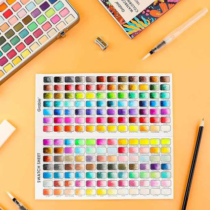 Grabie Watercolor Paint Set, Watercolor Paints, 168 Colors, Painting Set with Coloring Book, Water Brushes and Drawing Pencil, Art Supplies, Perfect Starter Kit for Watercolor Painting