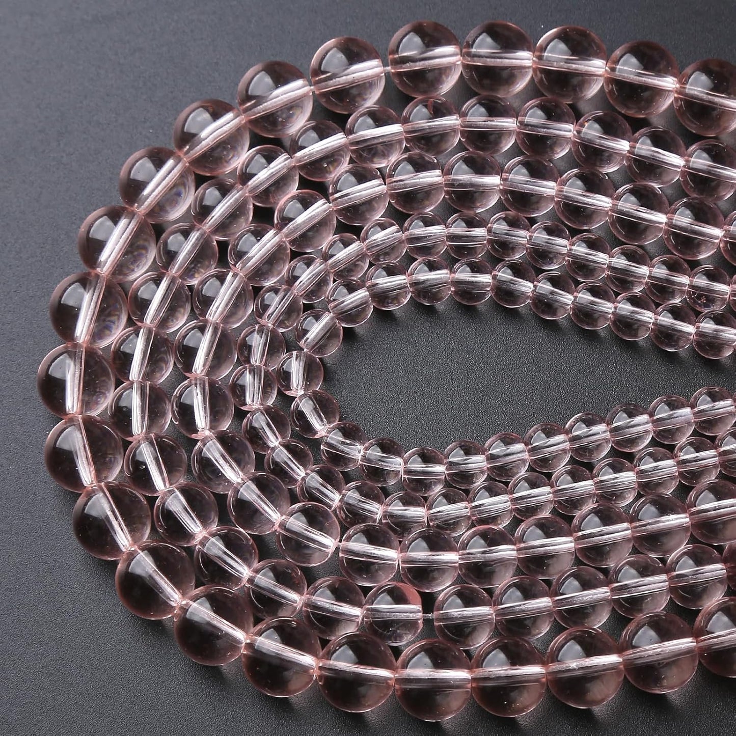 36pcs 10mm Pink Crystal Glass Beads Round Loose Spacer Beads for Jewelry Making DIY Bracelet Necklace Healing Power Stone Beads (Pink Crystal Glass, 10mm)