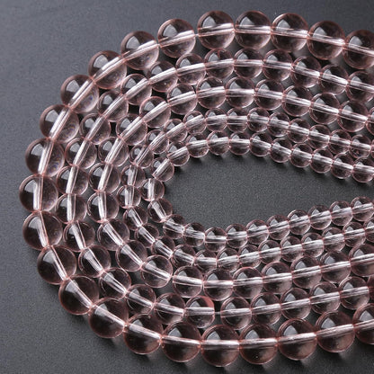 36pcs 10mm Pink Crystal Glass Beads Round Loose Spacer Beads for Jewelry Making DIY Bracelet Necklace Healing Power Stone Beads (Pink Crystal Glass, 10mm)