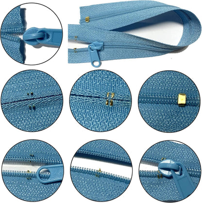 DOITEM Zipper Tape 3 mm by The Yard - 12.5 Yard/14 Meter Nylon Endless Set With Slider - 5 Colors for Sewing