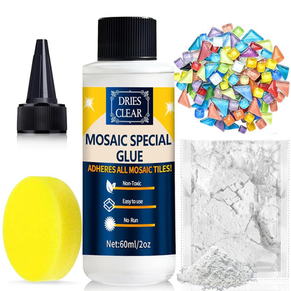 Mosaic Grout, with Tile Tools, Mosaics Tile Accessories – Essential for Handmade Grouting and Perfect for DIY Craft Projects (White, Mosaic Tool Kit)