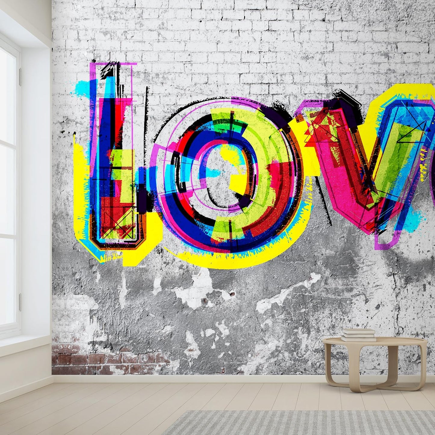 wall26 Wall Sticker/Wall Mural Colorful Graffiti, Not Peel and Stick, Non-Woven Wallpaper Decorative for Bedroom, Living Room,Office - 132x144 inches