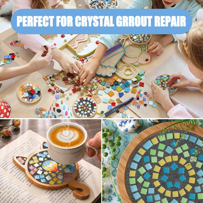 Mosaic Crystal Grout, Mosaics Tile Tools, Mosaic Tile Accessories – Essential for Handmade Grouting and Perfect for DIY Craft Projects (Gray, 8.8oz)