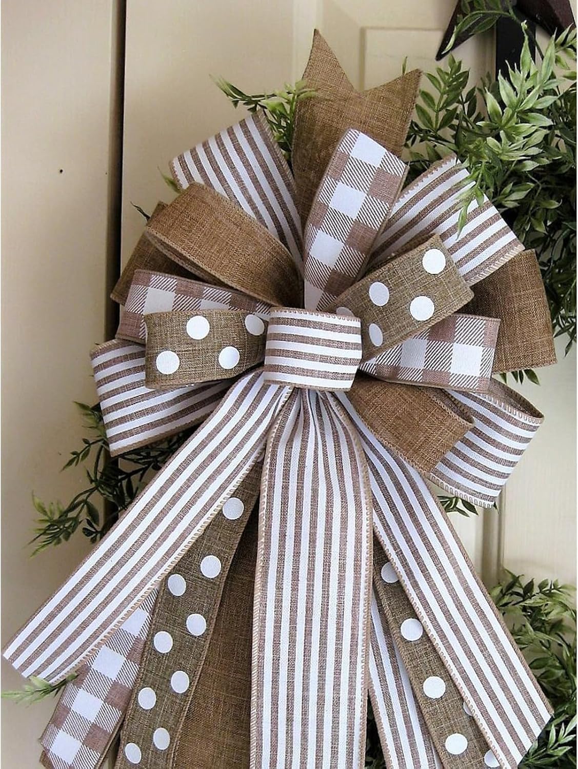 Burlap Ribbon Wired, Farmhouse Rustic White Stripe Ribbon for Gifts Wrapping DIY Crafts Floral Bows Wreath Making Party Supplies Holiday Home Decoration, 2.5 Inch x 10 Yards - Crafty Corner