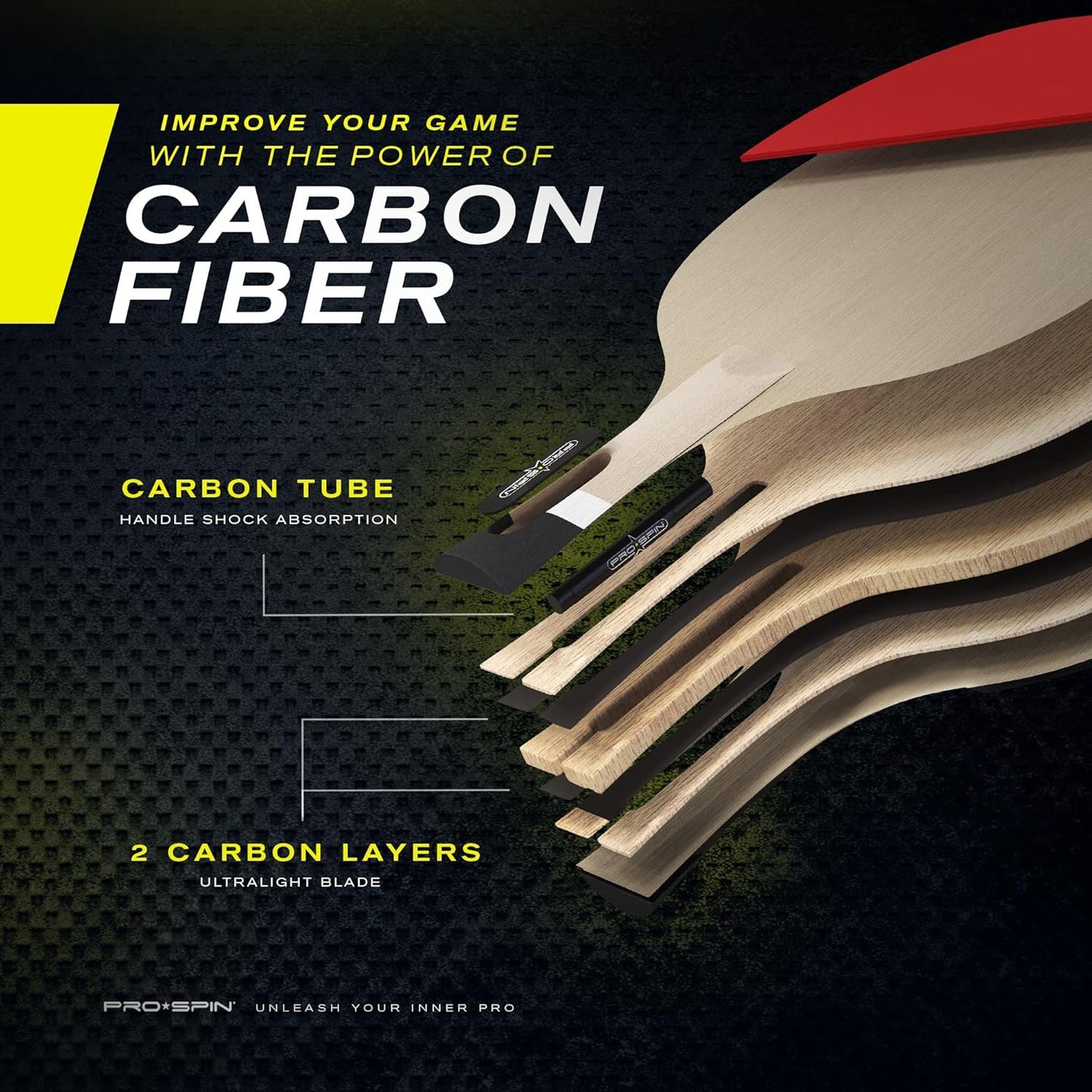 PRO SPIN Ping Pong Paddles - Professional Level Table Tennis Rackets with Carbon Fiber for Superior Control | 7-Ply Blade, Premium Rubber, 2.0mm Sponge | Includes Protector Case