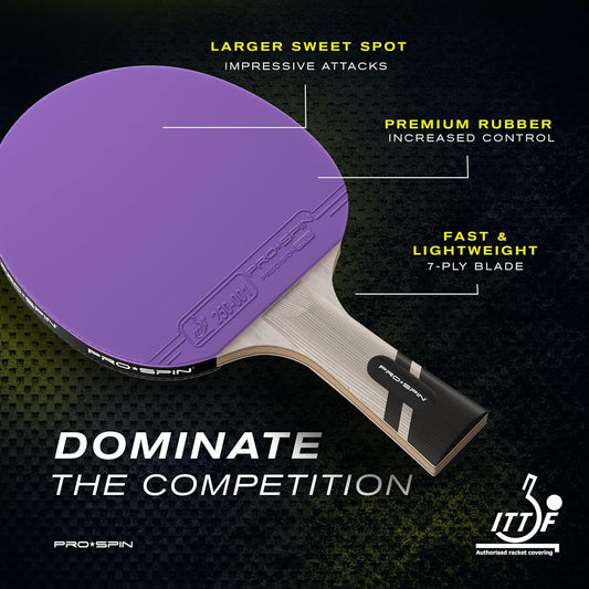 PRO SPIN Ping Pong Paddles - Professional Level Table Tennis Rackets with Carbon Fiber for Superior Control | 7-Ply Blade, Premium Rubber, 2.0mm Sponge | Includes Protector Case