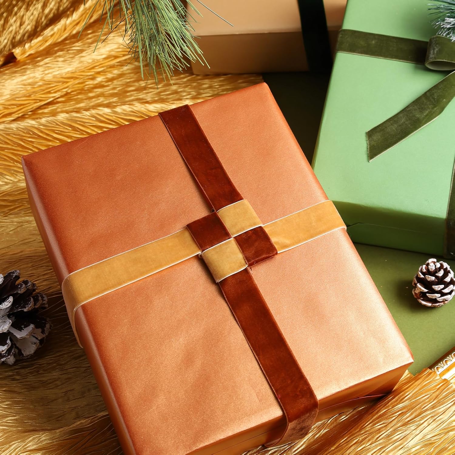 LaRibbons Thin Velvet Ribbon 1 Inch x 25 Yards, Brown Velvet Ribbon for Christmas Tree, Gift Wrapping, Wreath Bow, Outdoor Decoration - Crafty Corner