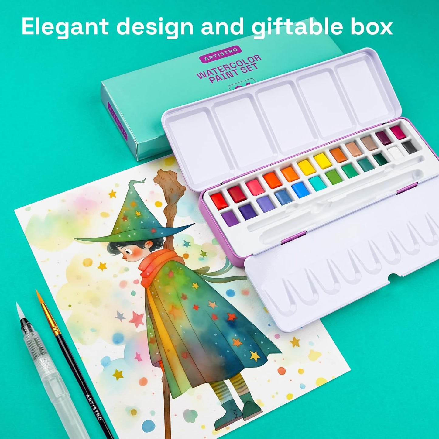 ARTISTRO Watercolor Paint Set 24 Colors, Travel Watercolor Set in Portable Box, Mini Water Colors Paint for Artists, Beginners, Amateur Hobbyists - Crafty Corner