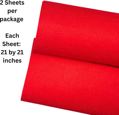 2 Sheets of Red 14 Count Aida Cloth – 21 x 21 Inch Pre-Cut Fabric Squares – Cross Stitch Fabric – 100% Cotton – Ideal for Needlework & Embroidery – The Knotty Unicorn