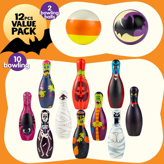 JOYIN Halloween Foam Bowling Set for Kids Toys Party Supplies, Get-Together Party, Game Day Events, Indoor Outdoor Toy Game with 10 Pins & 2 Balls Fun Sports Games, Birthday Parties