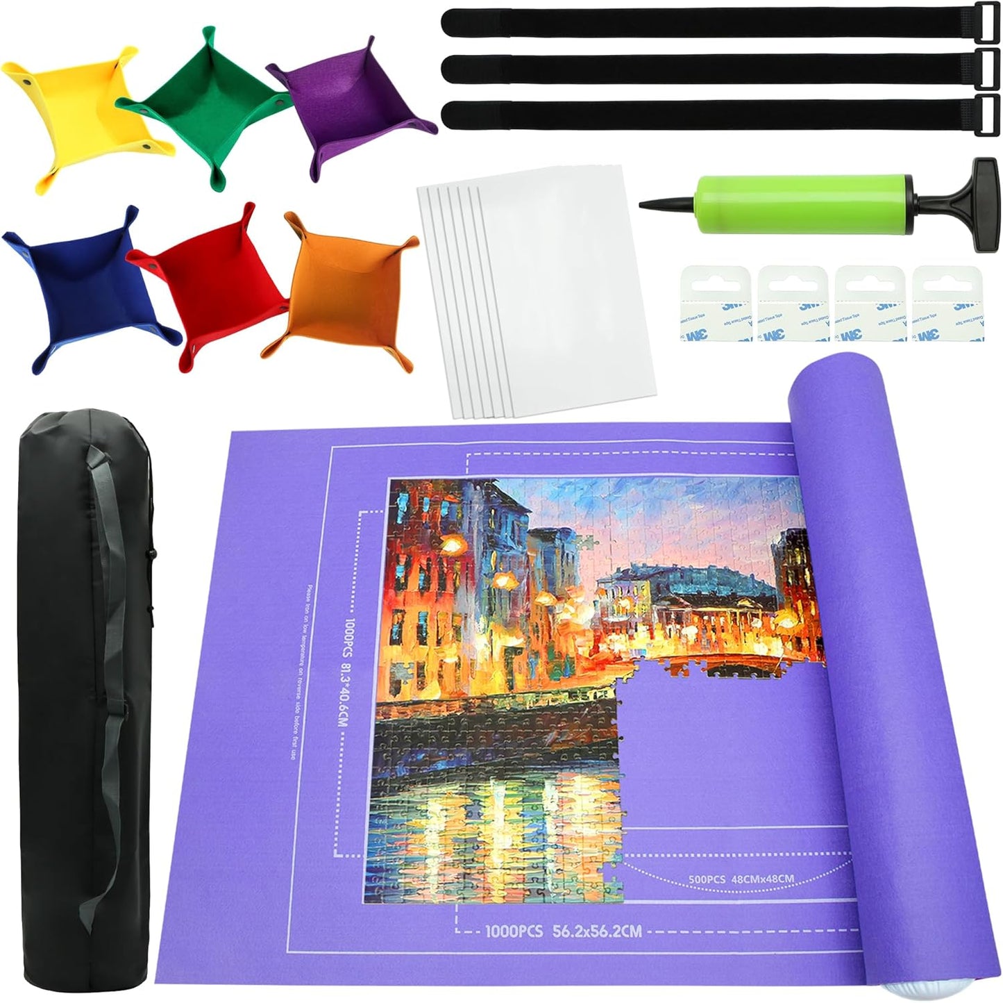 Puzzle Mat Roll Up| Jigsaw Puzzle Mat Roll Up| Roll-Up Save Pad Trays for Sorting Table Board Glue Sheets and Frame Keeper Storage Accessories for Kids and Adults (Purple, 1500pcs)