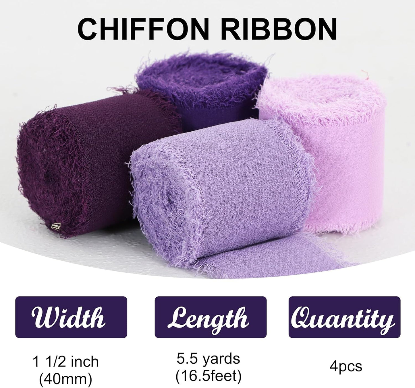 TONIFUL 4 Rolls Drak Purple Set Chiffon Ribbon 1 1/2 inch× 5.5 Yards Ribbon Fabric Silk Ribbon for Gift Wrapping Wedding Party Decoration Flower Bouquet Wrapping Bows Making DIY Crafts - Crafty Corner