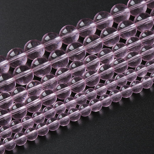 6mm 60pcs Smooth Rose Pink Glass Beads Quartz Crystal Round Loose Beads for Jewelry Making DIY Bracelet Necklace