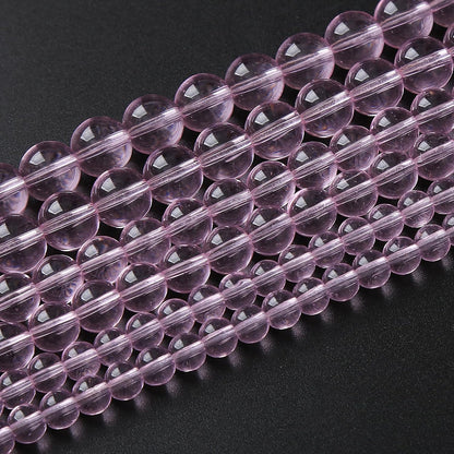 4mm 90pcs Smooth Rose Pink Glass Beads Quartz Crystal Round Loose Beads for Jewelry Making DIY Bracelet Necklace