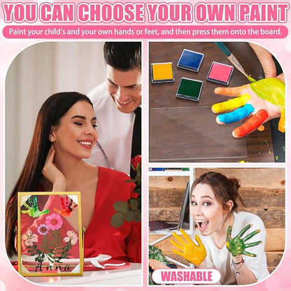 Knitgrip 10 Pcs Mother's Day Crafts DIY Kit Family Pressed Flower Handprint Frames Kits Bulk Dried Flower Frame Ink Pads Nana Mom Grandma Birthday Gifts from Son for Father's Day Gifts