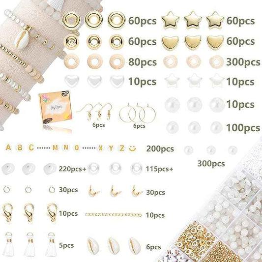 Xylise Jewelry Making Supplies Kit Natural Stone Beads for Irregular Natural Stone with for DIY Craft Bracelet Necklace Earrings for Adults (White Jade)