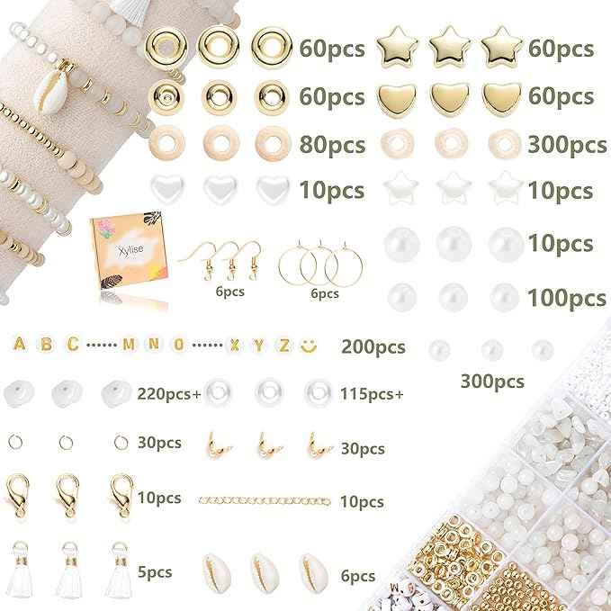 Xylise Jewelry Making Supplies Kit Natural Stone Beads for Irregular Natural Stone with for DIY Craft Bracelet Necklace Earrings for Adults (White Jade)