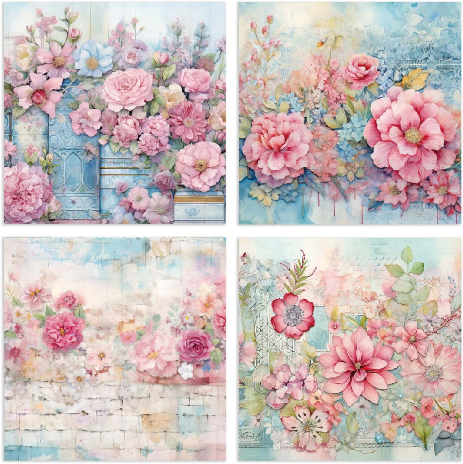 YASMEN 24 Sheets Scrapbook Paper Pads, 6X6 Single-Sided Cardstock Paper, Decorative Craft Paper, Flowers Pattern Paper Pack, DIY Decopodge Papers, Journal Scrapbooking Supplies, Card Making Supplies - Crafty Corner