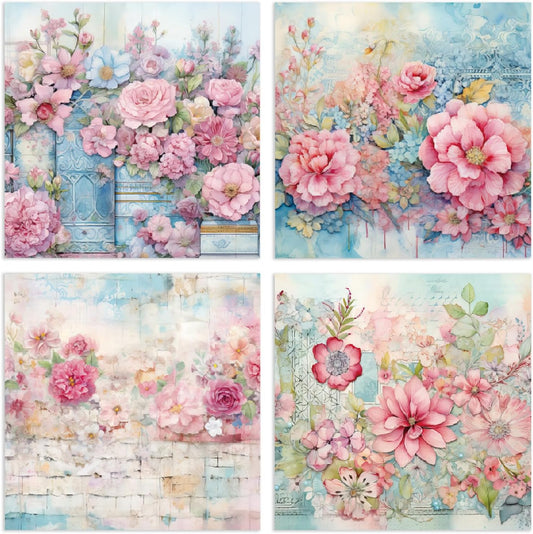 YASMEN 24 Sheets Scrapbook Paper Pads, 6X6 Single-Sided Cardstock Paper, Decorative Craft Paper, Flowers Pattern Paper Pack, DIY Decopodge Papers, Journal Scrapbooking Supplies, Card Making Supplies - Crafty Corner