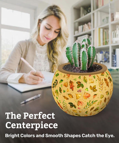 PieceRelax 3D Puzzle Planter 80 Pieces - Flower Pot - Elegant Green, Home Decor Flower Pots for Indoor Cactus, Succulents Pots [K1105]