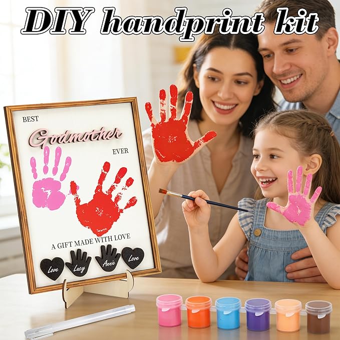 Godmother Gift DIY Handprint Kit, Personalized Godmother Gifts for Women, Will You Be My Godmother Baptism Christening Gift, Handmade Keepsake Gift for Godmother