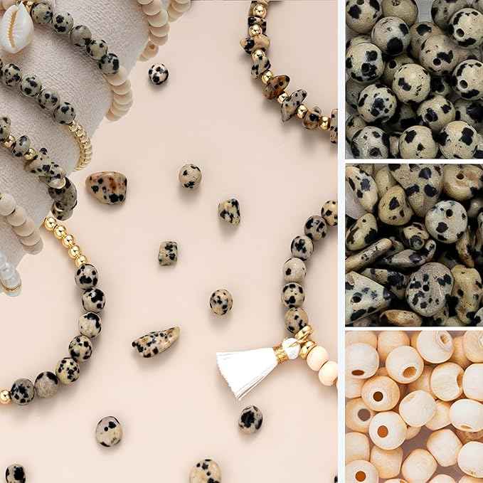 Xylise Jewelry Making Supplies Kit Natural Stone Beads for Irregular Natural Stone with for DIY Craft Bracelet Necklace Earrings for Adults (Variegated)