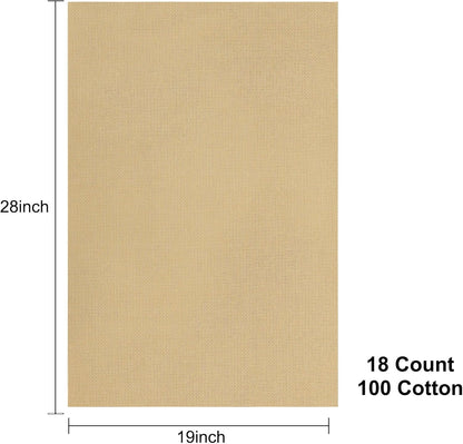 Aida Cloth 18 Count Cross Stitch Fabric,19×28inch (18CT,Khaki)