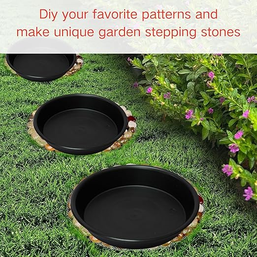 Stepping Stone Kit Includes 3 Size Cement Molds, Mosaic Tiles and Carving Tools, DIY Craft Handmade Stepping Stone Kit for Kids, Family, Garden Outdoor Decor (Mix)