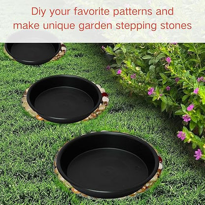 Stepping Stone Kit Includes 3 Size Cement Molds, Mosaic Tiles and Carving Tools, DIY Craft Handmade Stepping Stone Kit for Kids, Family, Garden Outdoor Decor (Mix)