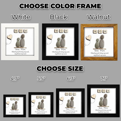 Personalized Mom Pebble Art Frame, Thank You for Being My Rock, Handcrafted Wall Art Gift Mom, Grandma or Nana, Meaningful Birthday, Mother’s Day & Appreciation Gift from Daughter, Son, Grandkids