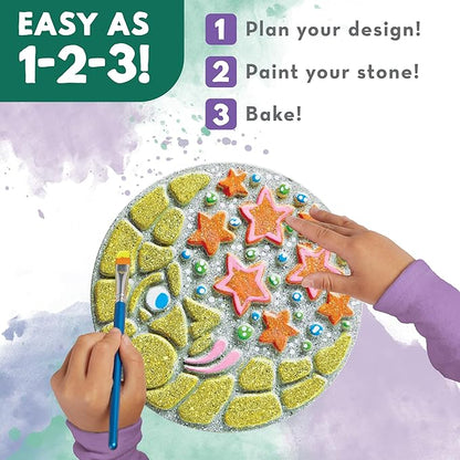 MindWare Paint Your Own Stepping Stone Kit - Mosaic Moon and Stars - Kits Include Paint and Brushes -
