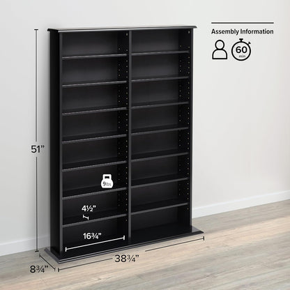 Prepac 2 Column Display Cabinet Media Storage, 38.75" Wide, Black