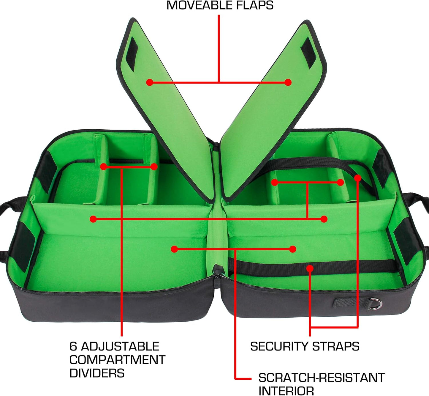USA Gear XL Trading TCG MTG Deck Box Bag Travel Case - Large MTG Card Storage Bag with Padded Shoulder Strap, Customizable Interior, Weather Resistant - Fits Deck Boxes & Sleeved Cards - Green
