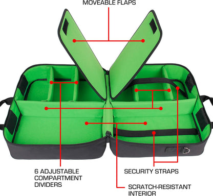 USA Gear XL Trading TCG MTG Deck Box Bag Travel Case - Large MTG Card Storage Bag with Padded Shoulder Strap, Customizable Interior, Weather Resistant - Fits Deck Boxes & Sleeved Cards - Green