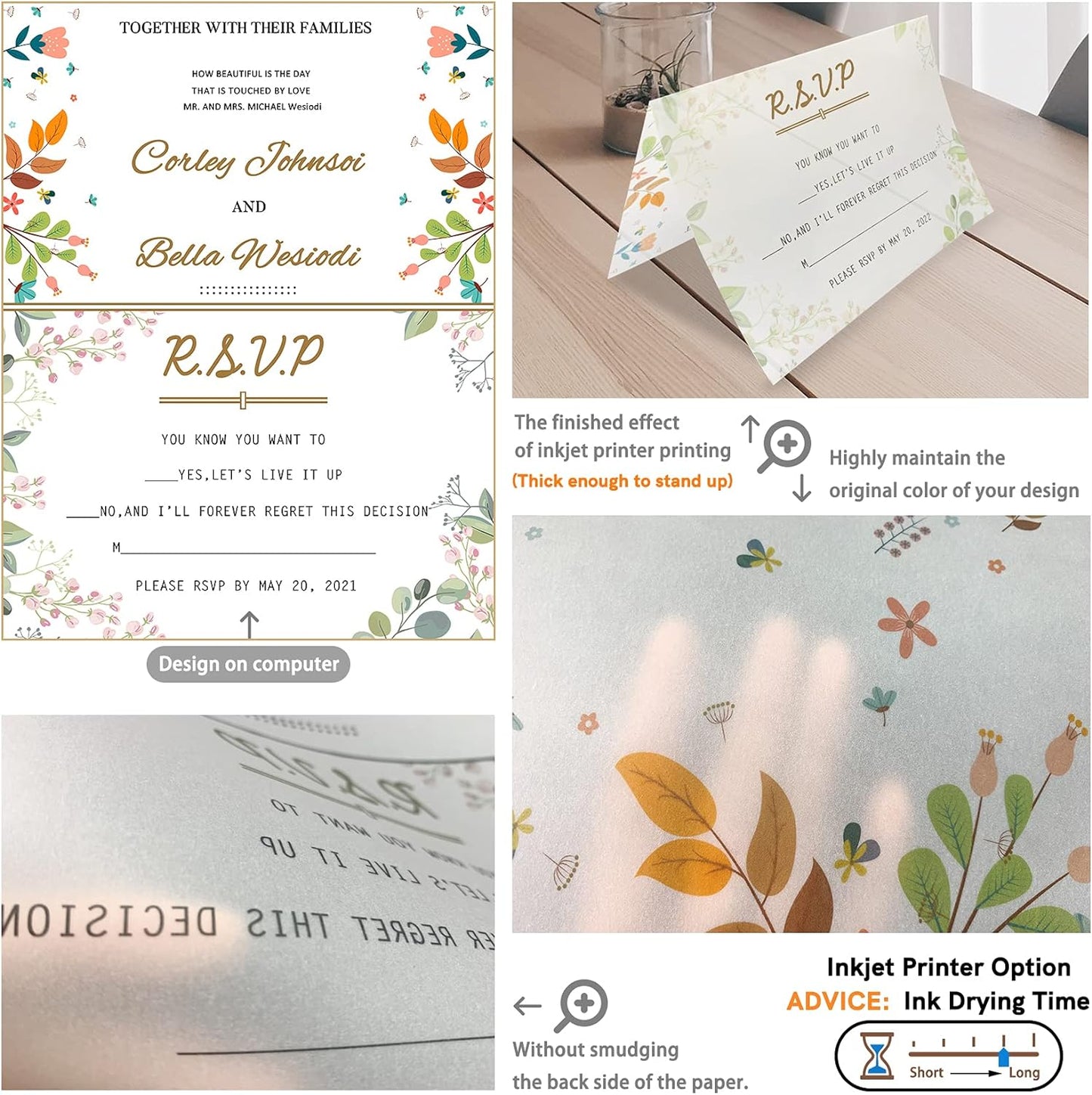 Thick Translucent Vellum Paper, Oplymio 42 Sheets 167GSM Printable Vellum Paper for Invitations, Envelopes, Heat Embossing, Belly Bands(8.5 x 11 Inches)