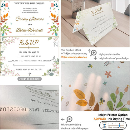 Thick Translucent Vellum Paper, Oplymio 42 Sheets 167GSM Printable Vellum Paper for Invitations, Envelopes, Heat Embossing, Belly Bands(8.5 x 11 Inches)