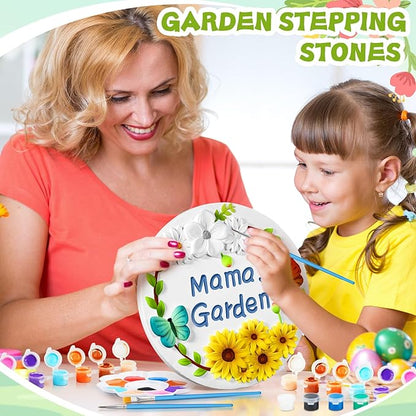 Juexica DIY 9.5 Inch Grandma's Garden Stepping Stone, Woman Gifts for Mom, Paint You Own Garden Stepping Stones, Woman Gifts for Nana,Stepping Stones(Mama,9.5 Inch)