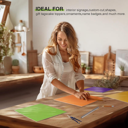 ROBOTIME 7-Pack Double-Sided Colored Basswood Sheets 1/8" - 12 x 12 x 1/8 Inch - Roller-Coated Solid Color 3mm Craft Wood Boards for Laser Cutting, Engraving & Wood Burning - Yellow